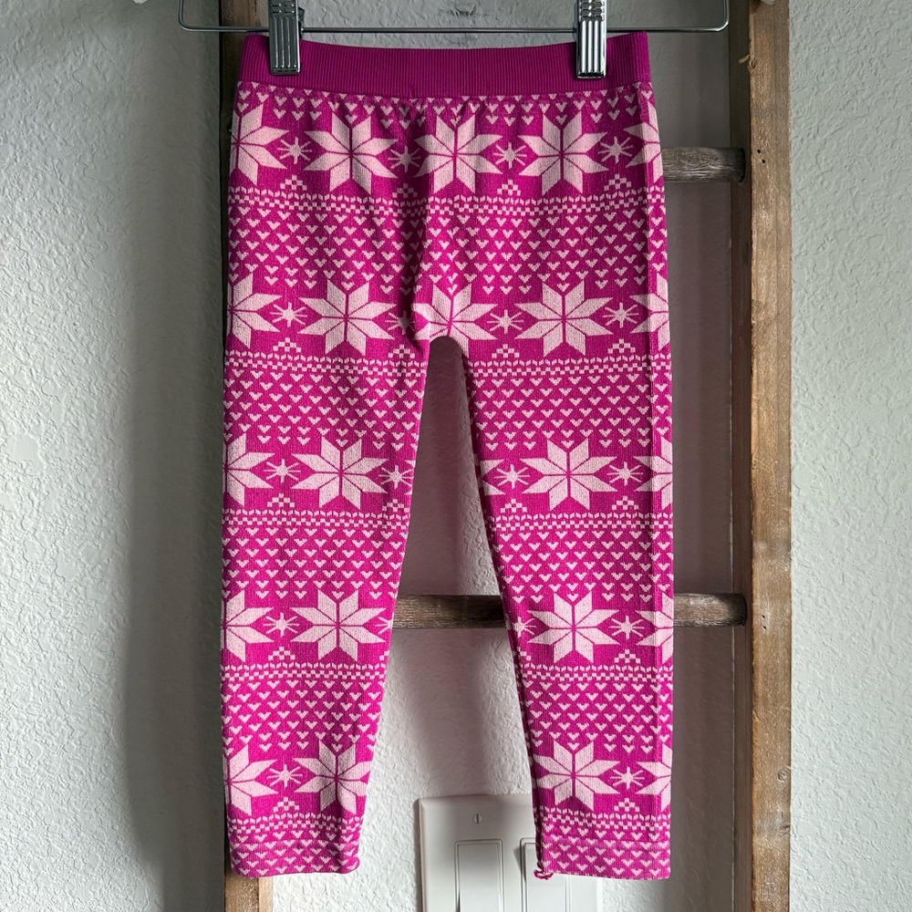 Dream Star fuchsia snow print leggings sz: 2T-4T